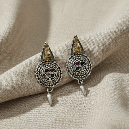 Traditional German Silver Tribal Stud Earrings for Women | Lady Zone