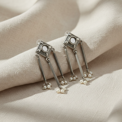 German Silver Pearl Tassel Earrings for Women | Lady Zone