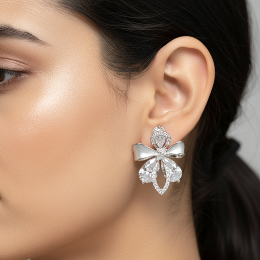 Elegant Bow Design Crystal Earrings