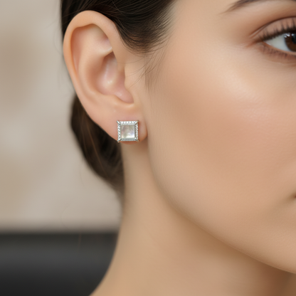 Minimal Gold Finish Mother of Pearl Stud Earrings