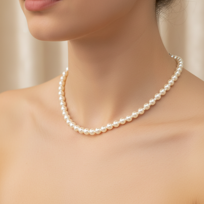 Elegant Off White Pearl Chain Necklace