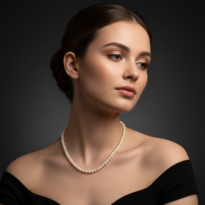 Elegant Off White Pearl Chain Necklace
