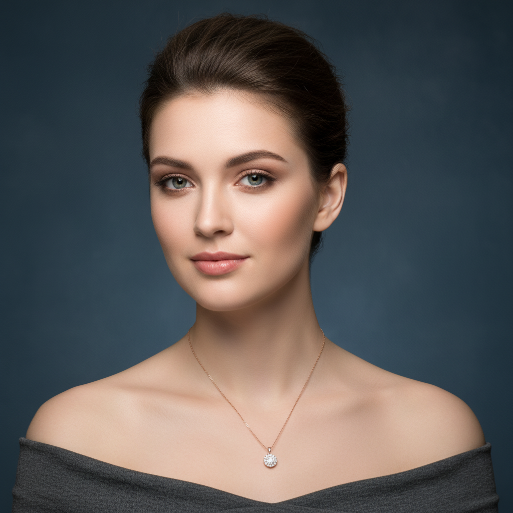 Minimal Round Crystal Pendant Necklace