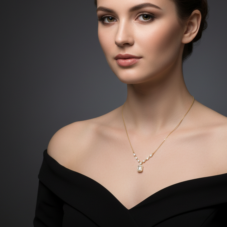 Minimal Emerald-Cut Pendant Necklace