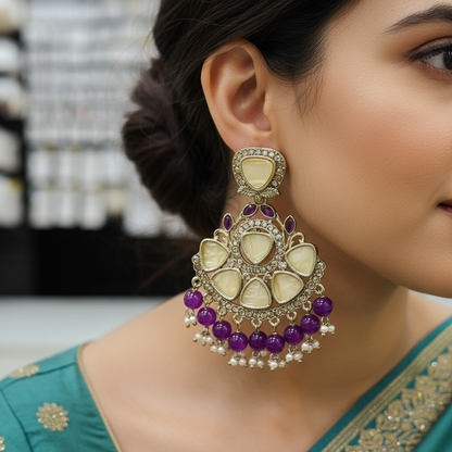 Antique MOP Earrings with Pearl Drops