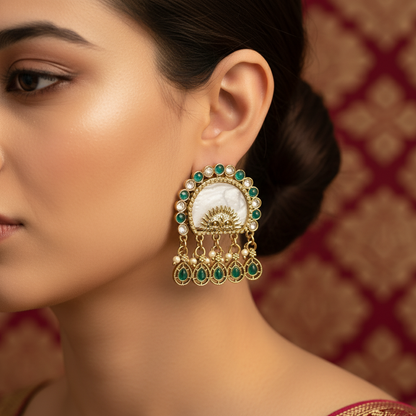 Kundan Pearl Chandbali Earrings