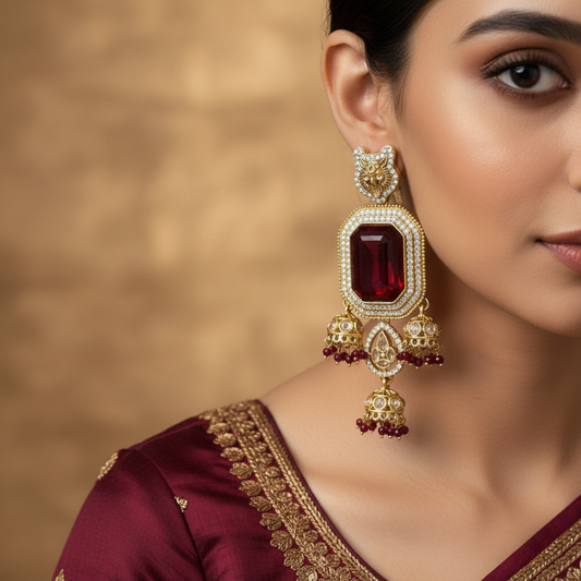 Kundan Jhumka Statement Earrings