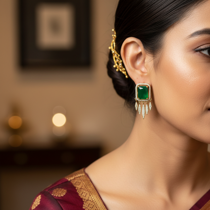 Blush Pink Stone Drop Statement Earrings