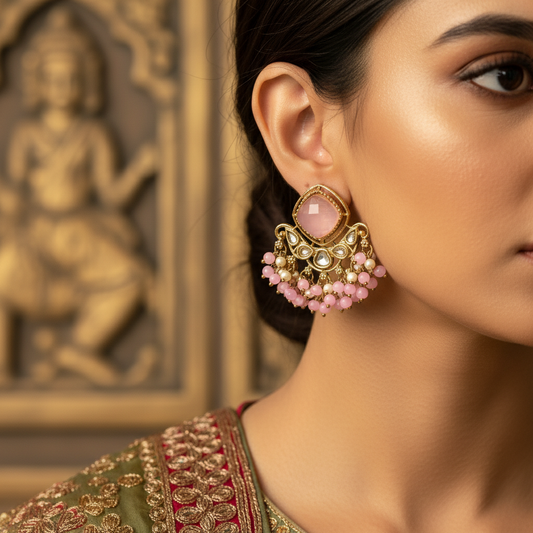 Kundan Pearl Drop Traditional Earrings