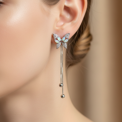 Butterfly Grace Crystal Chain Drop Earrings