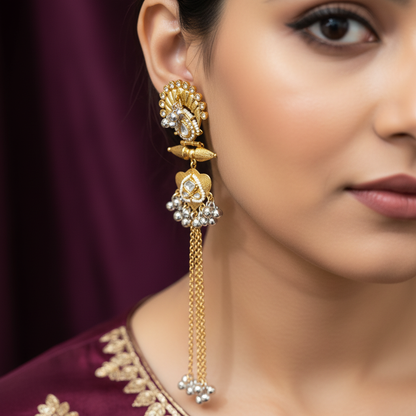 Royal Kashmiri Chain Drop Earrings