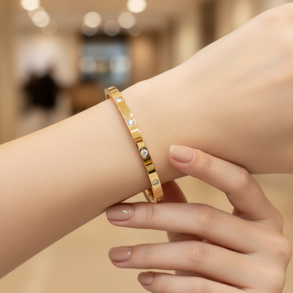 Classic Gold Crystal Stud Western Bracelet