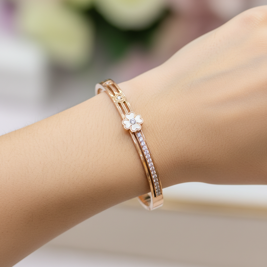 Floral Charm Rose Gold Western Bracelet