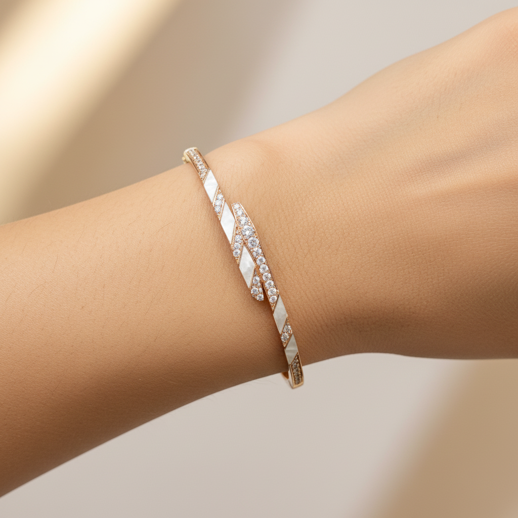 Mother-of-Pearl Crystal Twist Western Bracelet