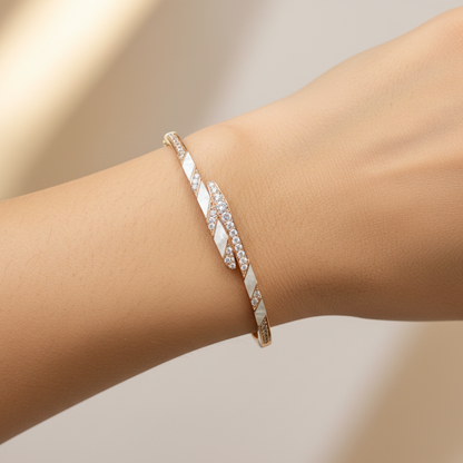 Mother-of-Pearl Crystal Twist Western Bracelet