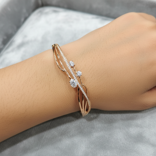 Rose Gold Crystal Twist Western Bracelet
