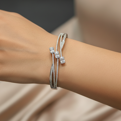 Silver Spark Triple Crystal Western Bracelet