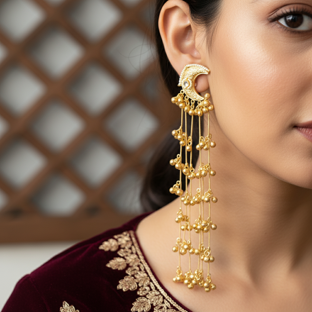 Chandrika Kashmiri Long Drop Earrings