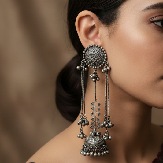 Oxidised German Silver Jhumka Earrings