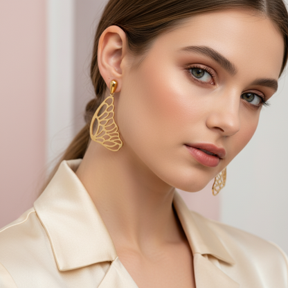 Golden Butterfly Cutout Western Statement Earrings