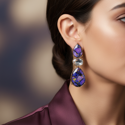Royal Amethyst Teardrop Western Earrings