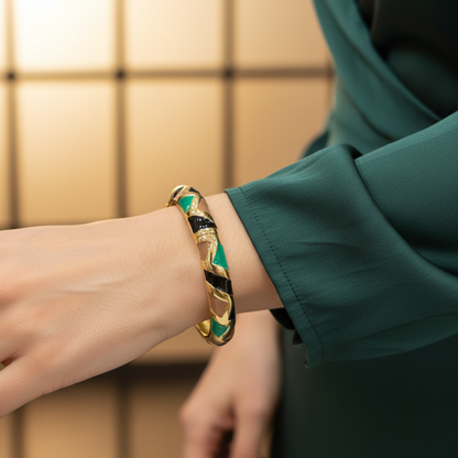 Elegant Gold Tone Multicolor Minakari Openable Western Bracelet for Kids