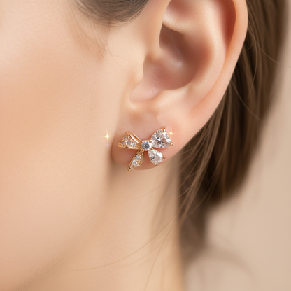 Mini Bow Design Crystal Earrings