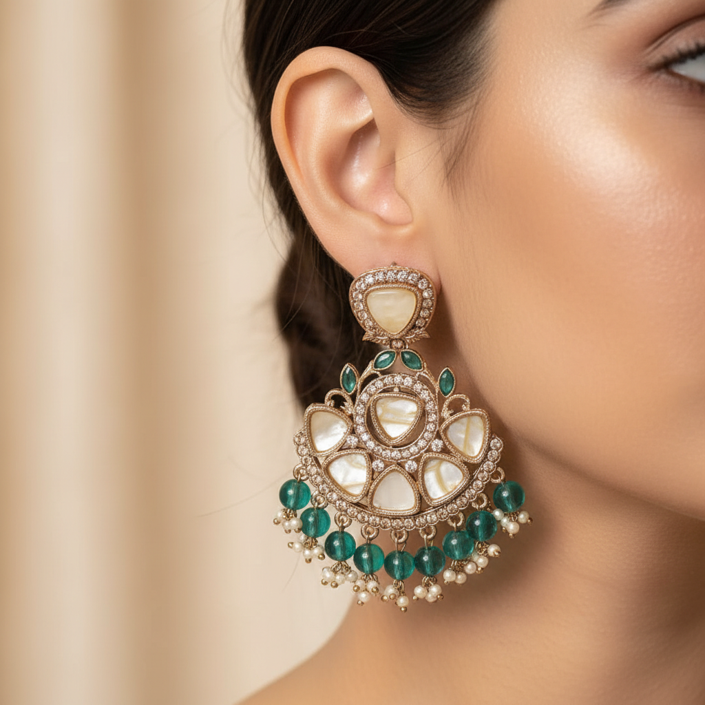 Antique MOP Earrings with Pearl Drops