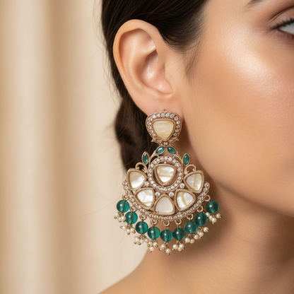 Antique MOP Earrings with Pearl Drops