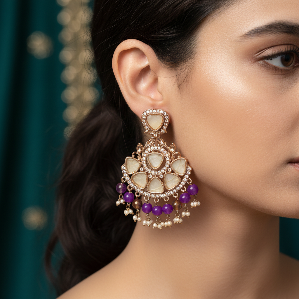 Antique MOP Earrings with Pearl Drops