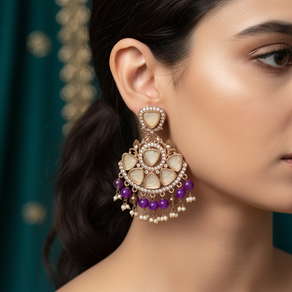Antique MOP Earrings with Pearl Drops