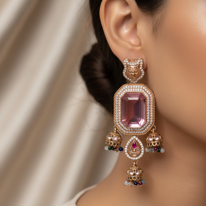 Kundan Jhumka Statement Earrings