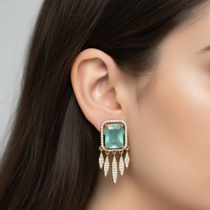 Blush Pink Stone Drop Statement Earrings
