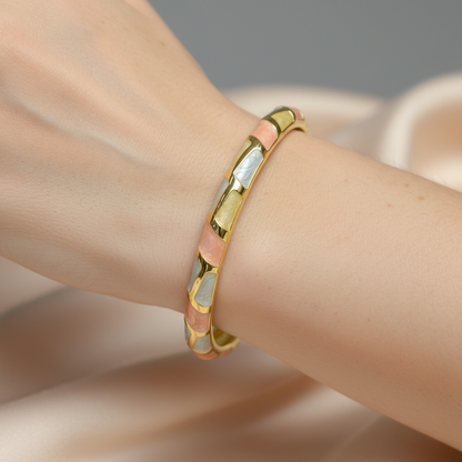 Pastel Mosaic Enamel Gold Plated Bracelet