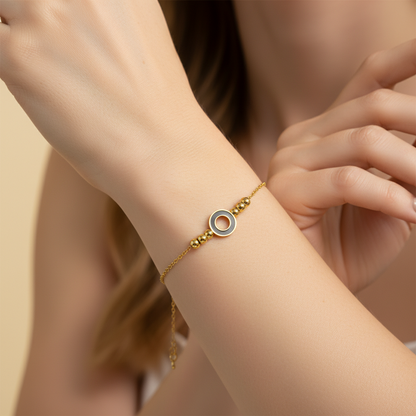 Midnight Charm Beaded Loose Chain Gold Plated Bracelet