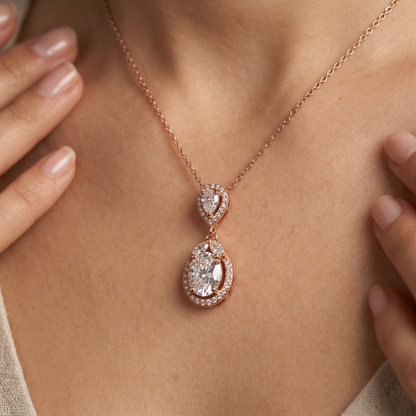 Teardrop Crystal Pendant Necklace for Women