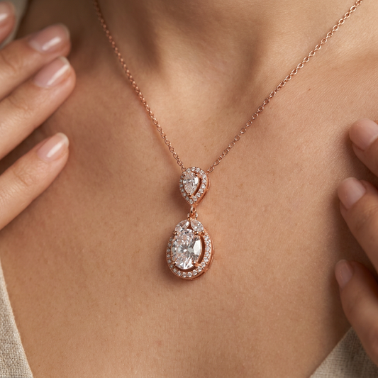 Teardrop Crystal Pendant Necklace for Women
