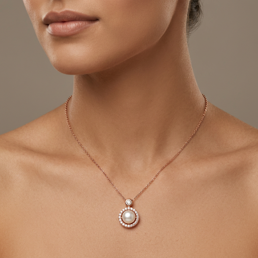 Pearl Halo Pendant Necklace for Women
