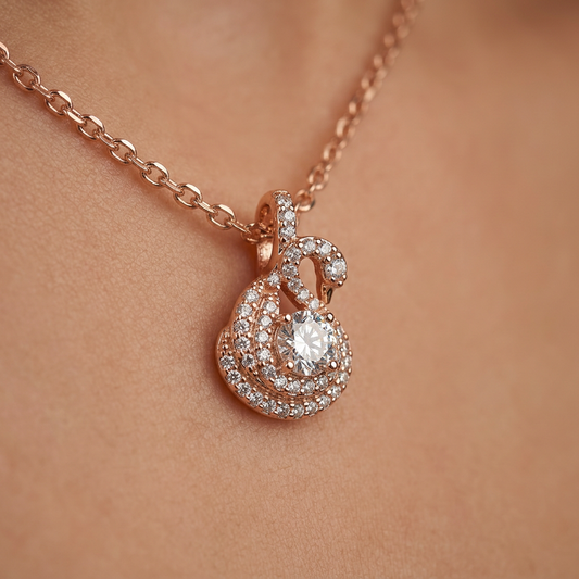 Rose Gold Swan Crystal Pendant Necklace