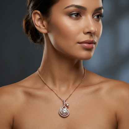 Rose Gold Swan Crystal Pendant Necklace