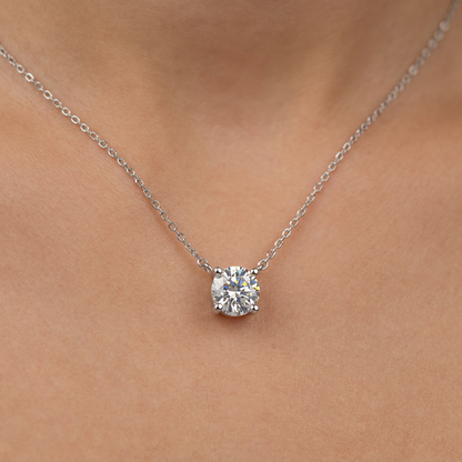 Classic Solitaire Crystal Pendant Necklace