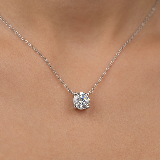 Classic Solitaire Crystal Pendant Necklace