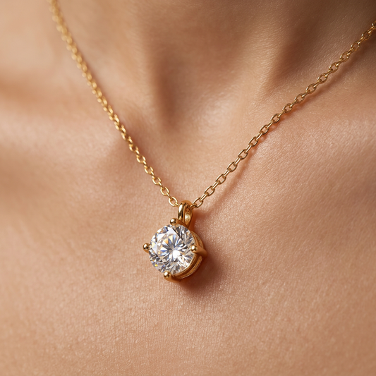 Classic Solitaire Crystal Pendant Necklace