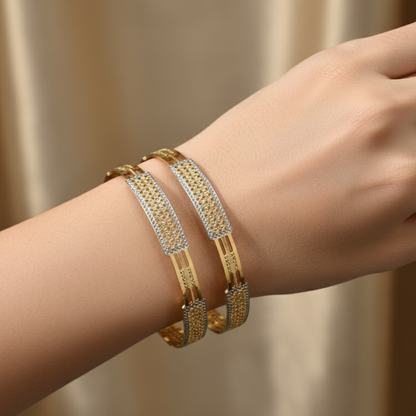 Dual Tone Dazzel CNC Cut Designer Bangles for Women