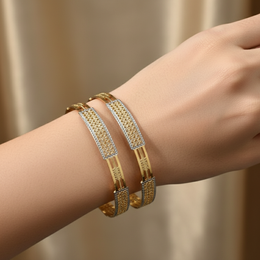 Dual Tone Dazzel CNC Cut Designer Bangles for Women