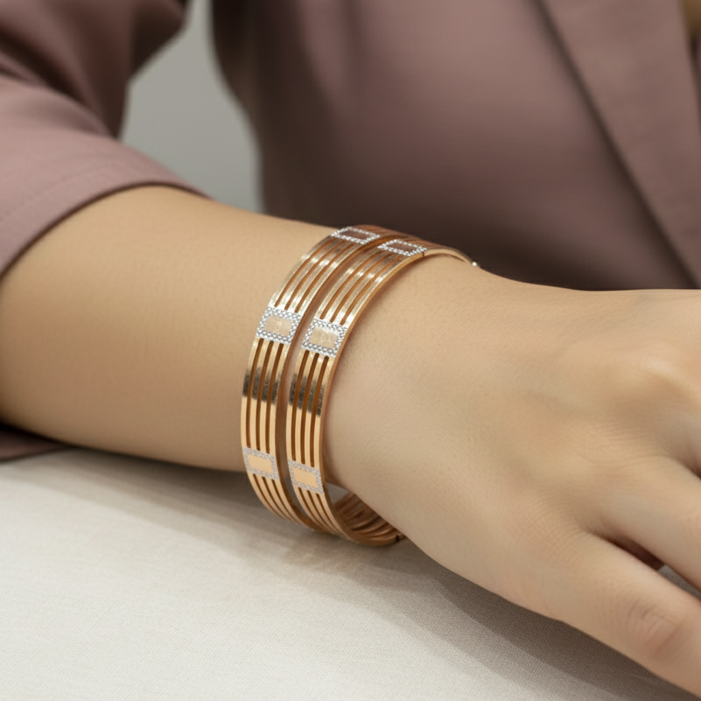 Dual Tone Regelia CNC Cut Designer Bangles for Women