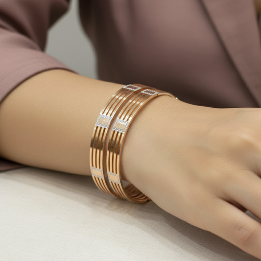 Dual Tone Regelia CNC Cut Designer Bangles for Women