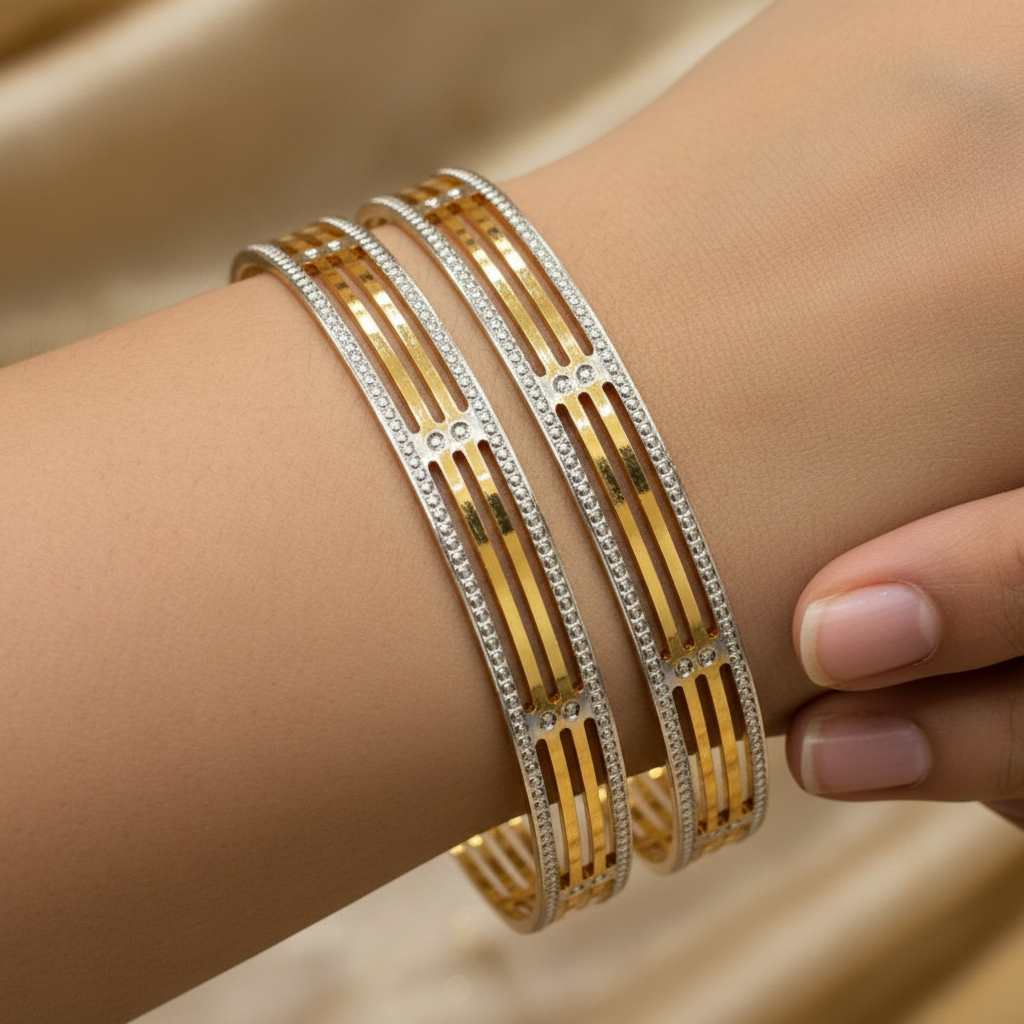 Dual Tone Radient CNC Cut Designer Bangles for Women