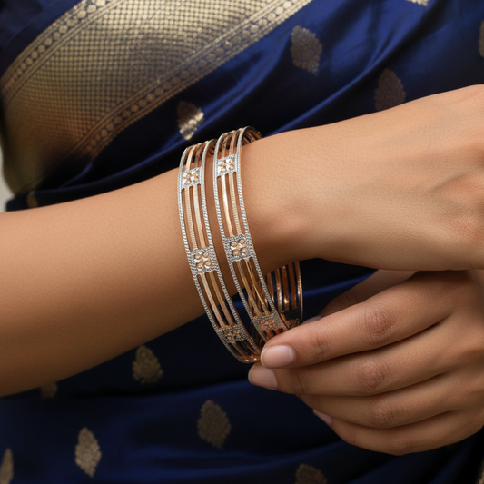 Dual Tone Imperial CNC Cut Designer Bangles for Women