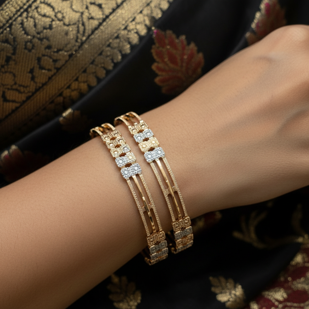 Dual Tone Linkora CNC Cut Designer Bangles for Women
